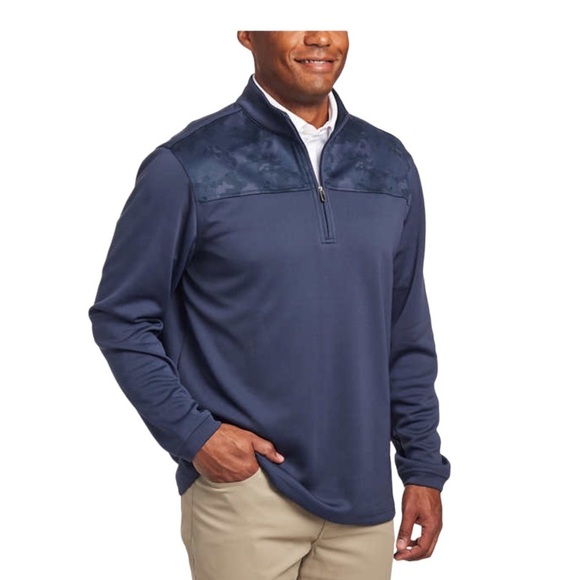 Men's Pebble Beach XXL 50 - 52 Quarter Zip V-Neck Long Sleeve Navy Blue Mockneck - Picture 4 of 9